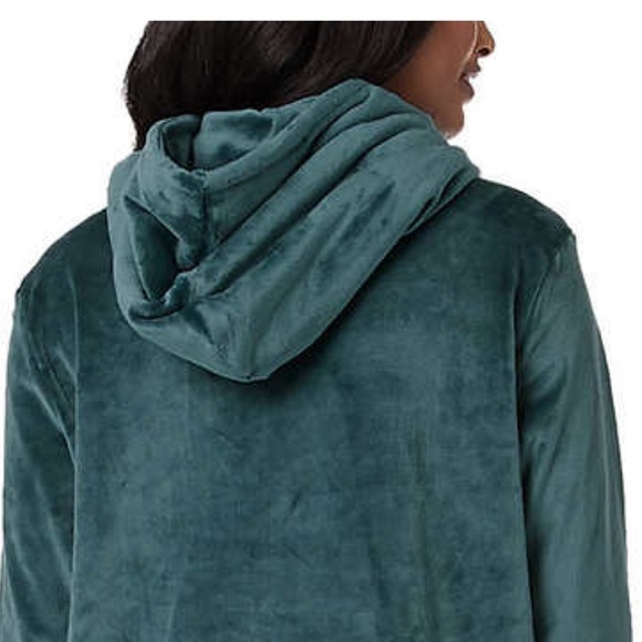 Women’s Sleepwear 32 Degrees Ladies Hooded Velour Lounger Peacock Blue S/M, L/XL - Picture 4 of 9